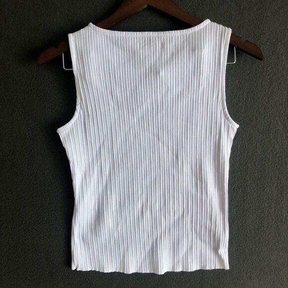 Madewell Tank Top Size XXS White Ribbed Cotton Blend Sleeveless Cropped Boatneck - Picture 14 of 16